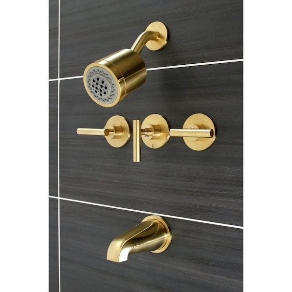 KBX8137CML Three-Handle Tub And Shower Faucet, Brushed Brass